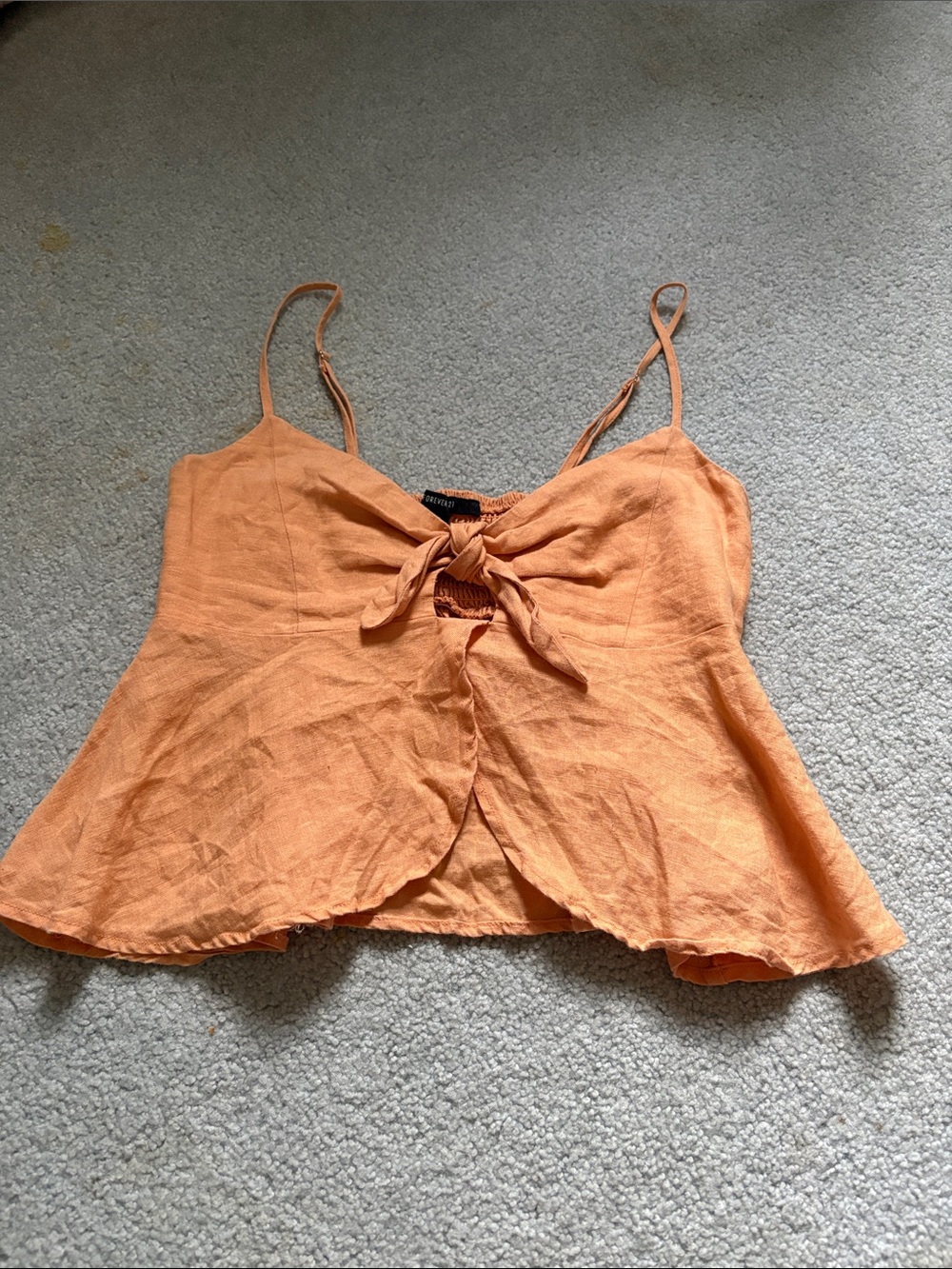Forever 21 Orange Tie-Front Linen Cami